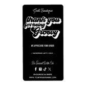 Retro Bedankt voor uw aankoop Groovy Black & White Etiket (Voorkant)