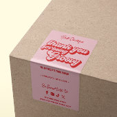 Retro Bedankt voor uw aankoop Groovy Pink & Red Etiket