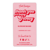 Retro Bedankt voor uw aankoop Groovy Pink & Red Etiket (Voorkant)