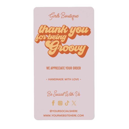 Retro Bedankt voor uw aankoop Groovy Terracotta Etiket (Voorkant)