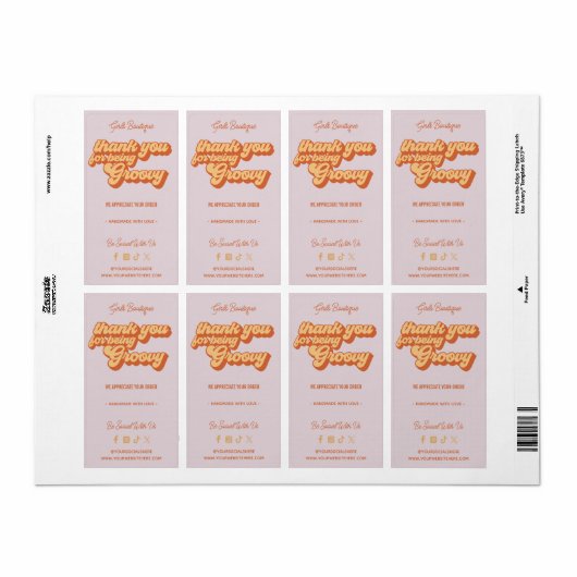 Retro Bedankt voor uw aankoop Groovy Terracotta Etiket (Full Sheet)