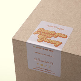 Retro Bedankt voor uw aankoop Groovy Terracotta Etiket