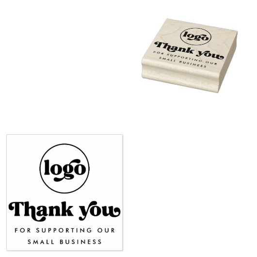 Retro bedankt voor uw steun aan onze zakelijke log rubberstempel (Gestempeld)