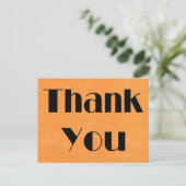 Retro Bedankt Zwart & Sinaasappel Waterverf Briefk Briefkaart (Staand voorkant)