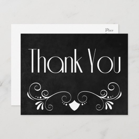 Retro Bedankt Zwart & Wit Krijtbord Briefkaart (Voorkant / Achterkant)