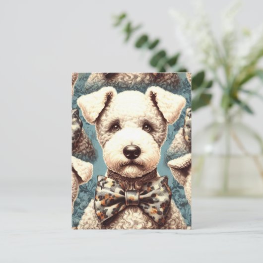 Retro Bedlington Terrier illustratie Briefkaart (Staand voorkant)