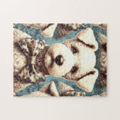 Retro Bedlington Terrier illustratie Legpuzzel (Horizontaal)