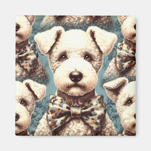 Retro Bedlington Terrier illustratie Magneet (Voorkant)