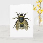 Retro Bee Antiek Illustratie zwart en geel Kaart (Gele Bloem)