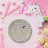 Retro Bee en Honeycomb Grid Pattern Papieren Bordje (Feest)