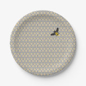 Retro Bee en Honeycomb Grid Pattern Papieren Bordje (Voorkant)