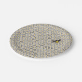 Retro Bee en Honeycomb Grid Pattern Papieren Bordje (Gekanteld)