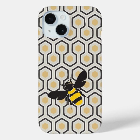 Retro Bee en Honeycomb Pattern Case-Mate iPhone Case (Achterkant)