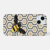 Retro Bee en Honeycomb Pattern iPhone 15 Hoesje (Achterkant horizontaal)