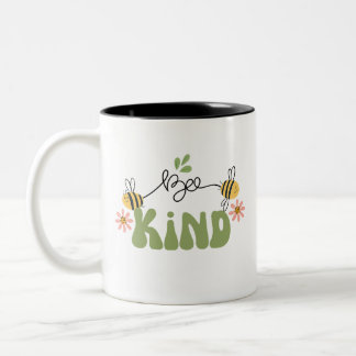 Retro "Bee Kind" Koffie Mok, Geweldige geschenken Tweekleurige Koffiemok