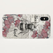 Retro Bee Roze Bloemen Antiek Case-Mate iPhone Case (Achterkant (horizontaal))