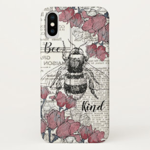 Retro Bee Roze Bloemen Antiek Case-Mate iPhone Case