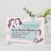 Retro Beehive Hairdo - Bridal Shower Invitation Kaart (Staand voorkant)