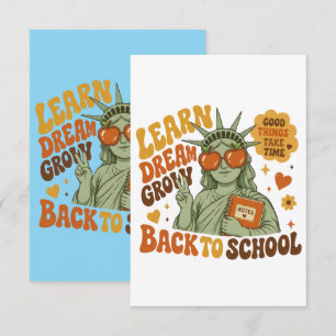 Retro Beeld van de Vrijheid Terug naar school-sfee Bedankkaart
