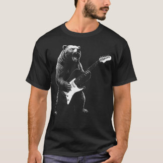 Retro Beer Bassgitaar Spelende Beer Liefhebbers T-shirt