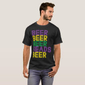 Retro Beer Beads Funny Mardi Gras Party Carnival T-shirt (Voorkant volledig)
