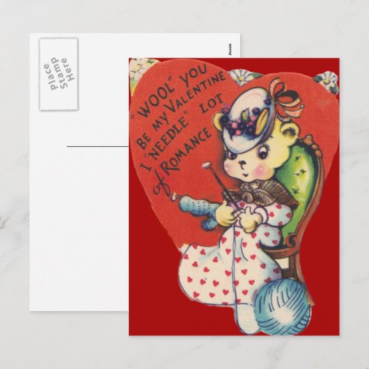 Retro Beer Breien Valentijn Kaart (Voorkant / Achterkant)