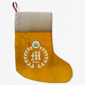 Retro Beer en gepersonaliseerd monogram Kleine Kerstsok (Voorkant)