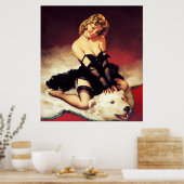 Retro Beer Feit pop-up meisje Poster (Keuken)