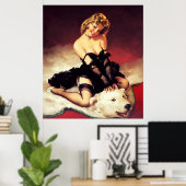 Retro Beer Feit pop-up meisje Poster (Thuiskantoor)