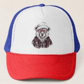 Retro Beer in rode bril Trucker Pet (Voorkant)