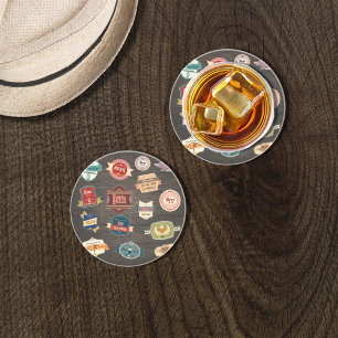 Retro Beer Labels Collage Zandsteen Onderzetter