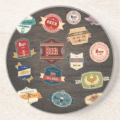 Retro Beer Labels Collage Zandsteen Onderzetter (Voorkant)