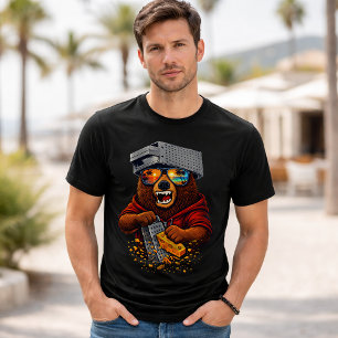 Retro Beer Met Kaasrasp Hoed en Zonnebril T-shirt