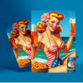 Retro Beer Pin-up Briefkaart