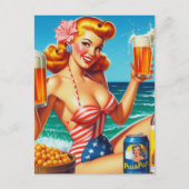 Retro Beer Pin-up Briefkaart (Voorkant)