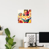 Retro Beer Pin-up Meisje Poster (Thuiskantoor)