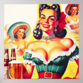 Retro Beer Pin-up Meisje Poster (Voorkant)