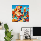 Retro Beer Pin-up Poster (Thuiskantoor)
