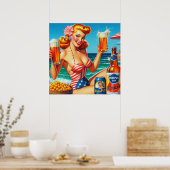 Retro Beer Pin-up Poster (Keuken)