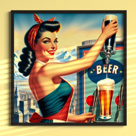 Retro Beer Pinup Poster