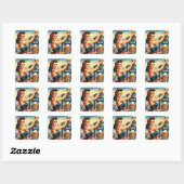 Retro Beer Pinup Vierkante Sticker (Vel)