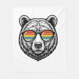 Retro Beer Zonnebril Vector Grafisch Ontwerp_1 Fleece Deken