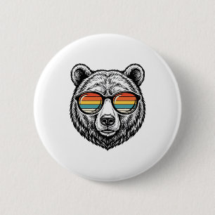 Retro Beer Zonnebril Vector Grafisch Ontwerp_1 Ronde Button 5,7 Cm
