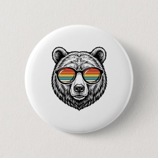 Retro Beer Zonnebril Vector Grafisch Ontwerp_1 Ronde Button 5,7 Cm (Voorkant)