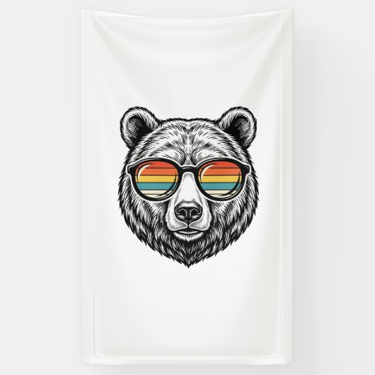 Retro Beer Zonnebril Vector Grafisch Ontwerp_1 Spandoek (Verticaal)