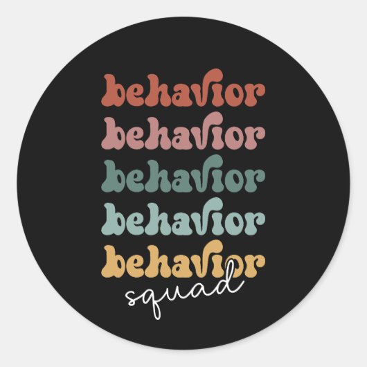 Retro Behaviour Squad Gedragstherapie Ronde Sticker (Voorkant)