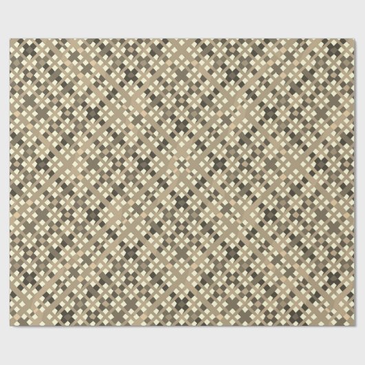Retro Beige Brown Plaid Cadeaupapier (Vlak)