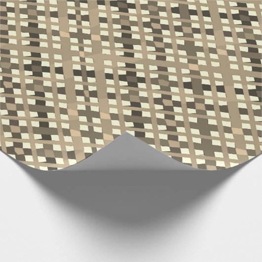Retro Beige Brown Plaid Cadeaupapier (Hoek)