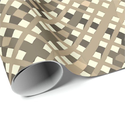 Retro Beige Brown Plaid Cadeaupapier (Rol Hoek)
