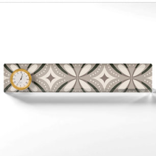 Retro Beige & Bruine Geometrische Vormen Naambordje